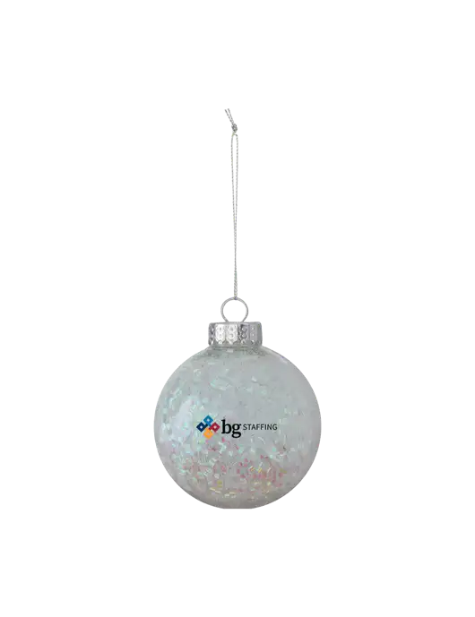 Light Silver Shimmer Sphere Ornament w/BG Staffing Logo