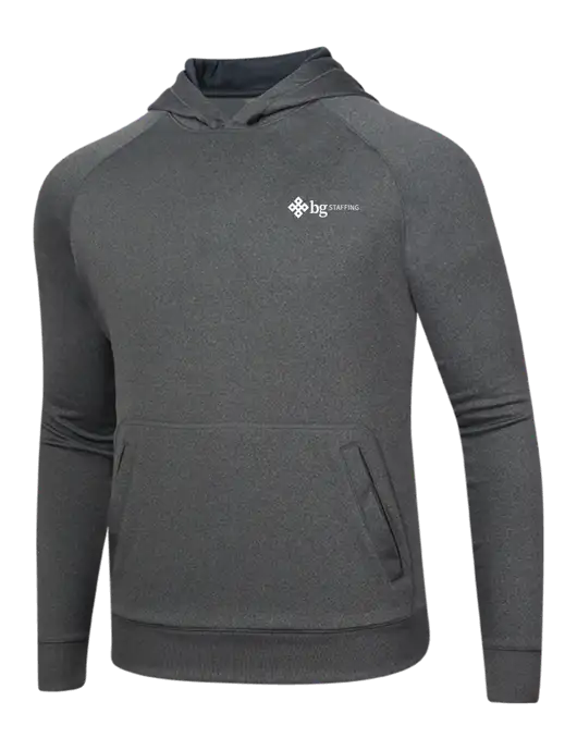 Tech Graphite Heather Fleece Hooded Sweatshirt w/BG Staffing Logo