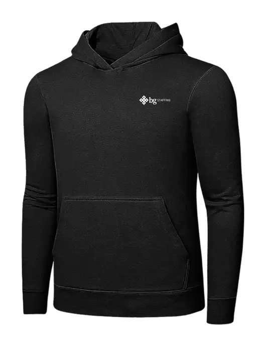 Jet Black 7.8 oz Ring Spun Hooded Sweatshirt w/BG Staffing Logo