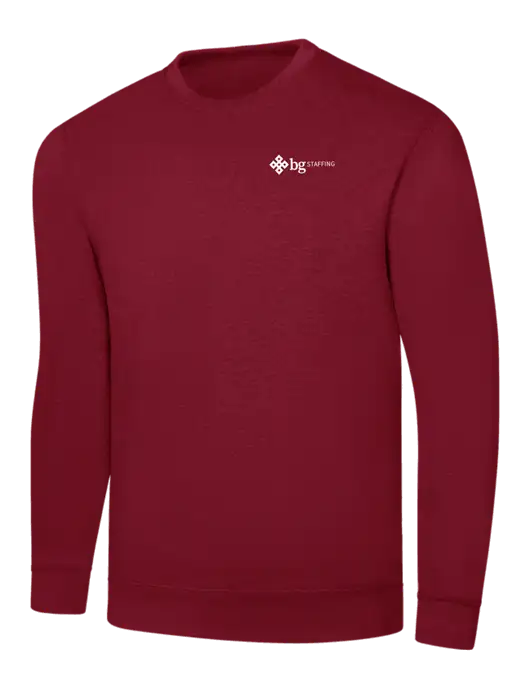 Dark Cardinal 8.5 oz Ring Spun Crew Sweatshirt w/BG Staffing Logo