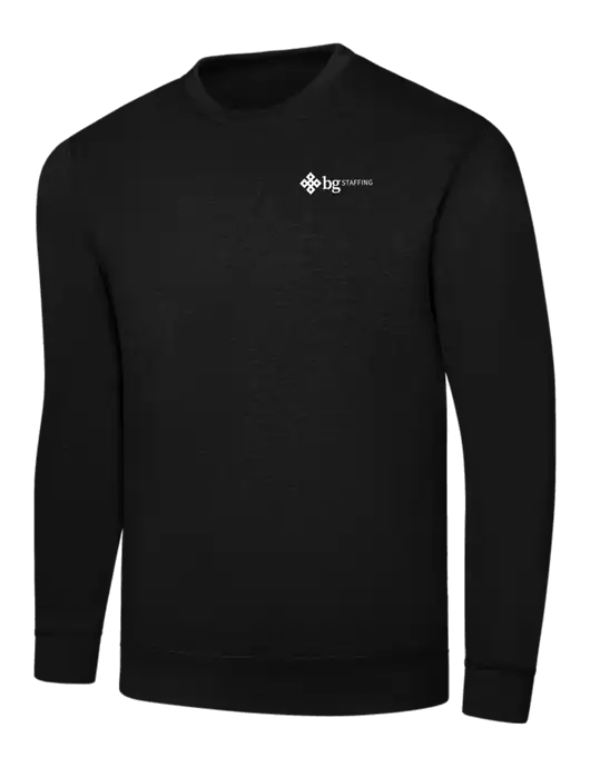 Black 7.8 oz Ring Spun Crew Sweatshirt w/BG Staffing Logo