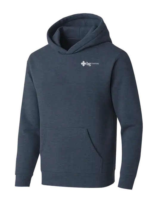 BELLA+CANVAS Heather Navy Sponge Fleece Pullover Hoodie w/BG Staffing Logo