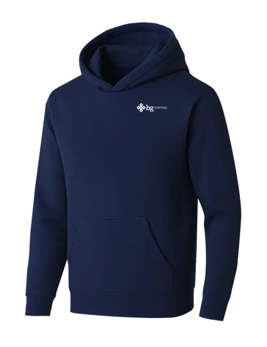 BELLA+CANVAS Navy Sponge Fleece Pullover Hoodie w/BG Staffing Logo
