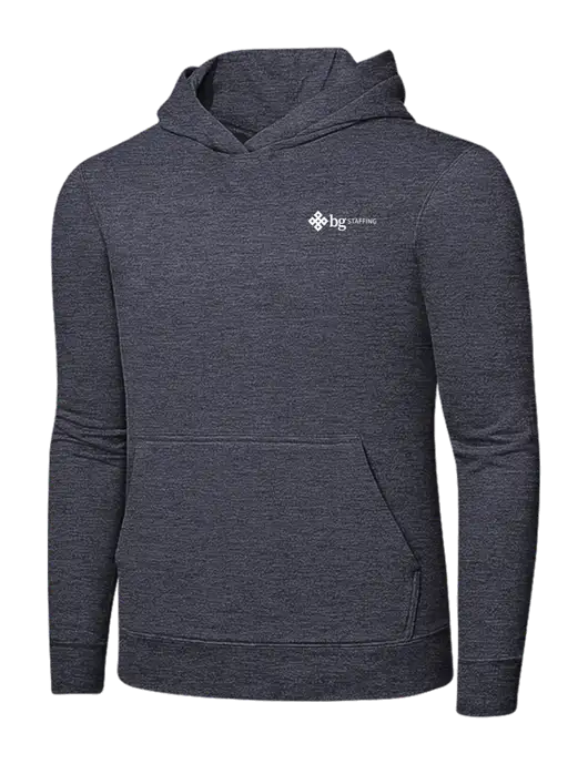 Heather Navy 7.8 oz Ring Spun Hooded Sweatshirt w/BG Staffing Logo