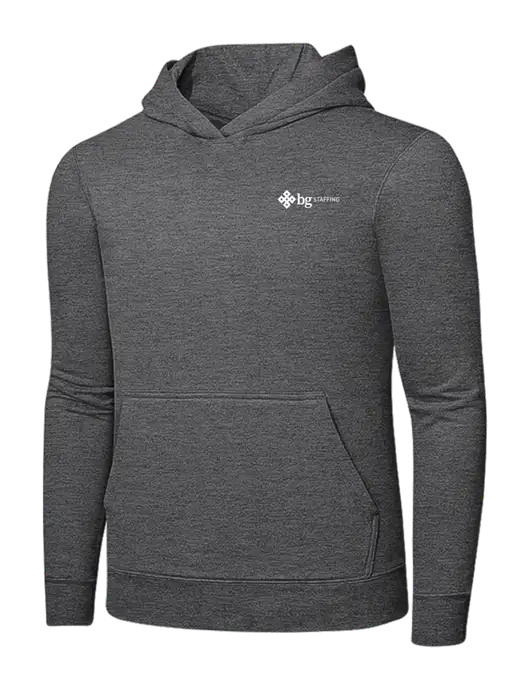 Graphite Heather 7.8. oz Ring Spun Hooded Sweatshirt w/BG Staffing Logo