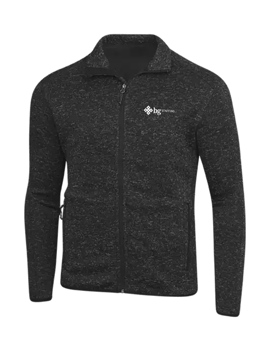 Black Heather Sweater Fleece Jacket w/BG Staffing Logo