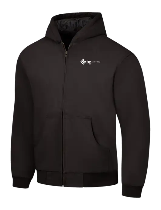 CornerStone Black Duck Cloth Hooded Work Jacket w/BG Staffing Logo
