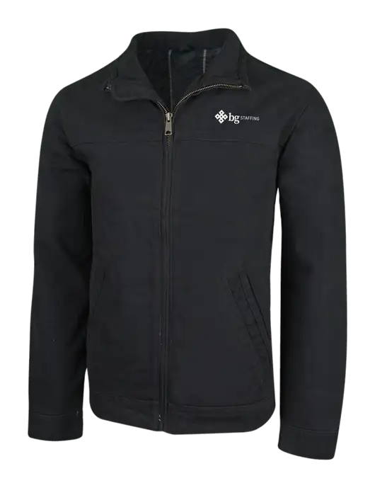 Cornerstone Black Washed Duck Cloth Flannel Lined Work Jacket w/BG Staffing Logo
