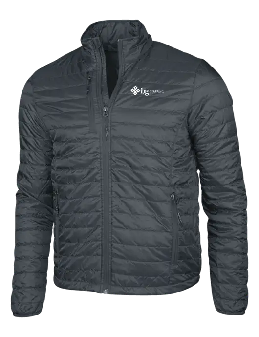 Dark Grey Puffy Packable Jacket w/BG Staffing Logo