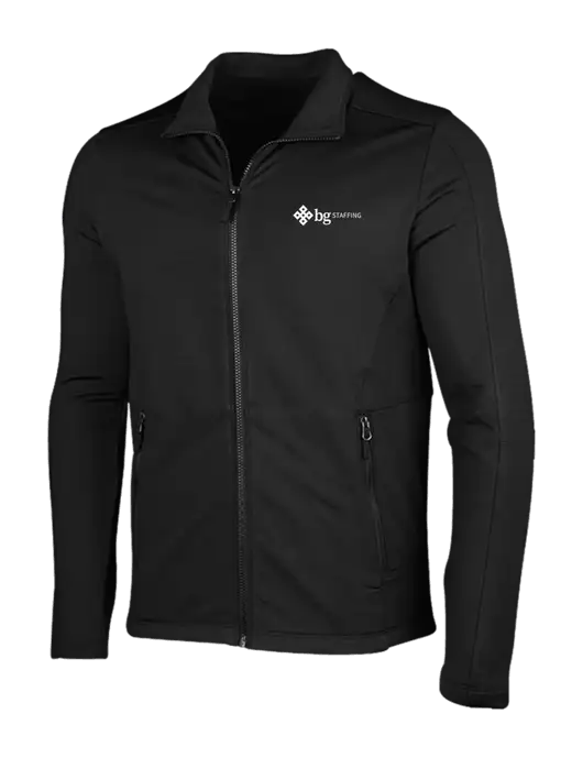 Deep Black Grid Fleece Jacket w/BG Staffing Logo