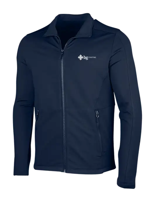 Navy Grid Fleece Jacket w/BG Staffing Logo