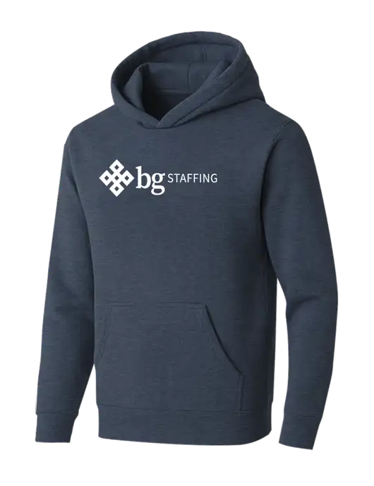BELLA+CANVAS Heather Navy Sponge Fleece Pullover Hoodie w/BG Staffing Logo