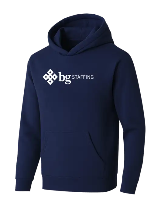 BELLA+CANVAS Navy Sponge Fleece Pullover Hoodie w/BG Staffing Logo