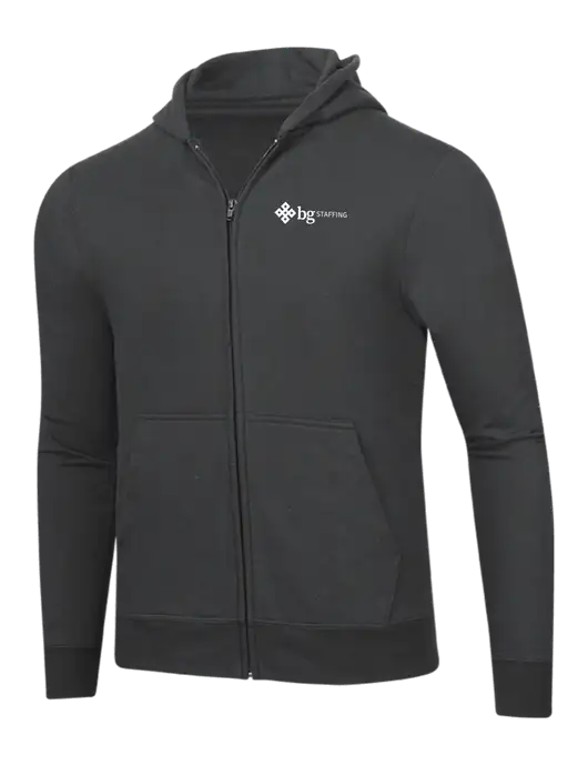 Charcoal 8.5 oz Ring Spun Zip Hooded Sweatshirt w/BG Staffing Logo