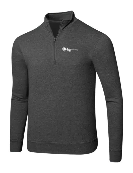 Dark Heather Grey 8.5 oz Ring Spun 1/4 Zip Pullover Sweatshirt w/BG Staffing Logo