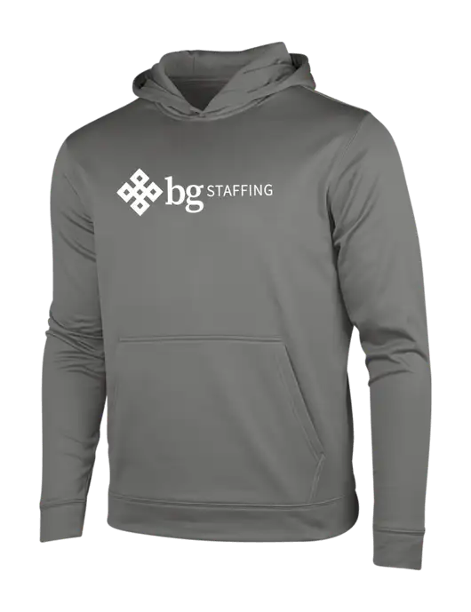 Dark Smoke Grey Sport-Wick Fleece Hooded Pullover w/BG Staffing Logo