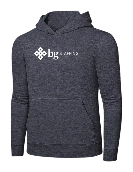 Heather Navy 7.8 oz Ring Spun Hooded Sweatshirt w/BG Staffing Logo