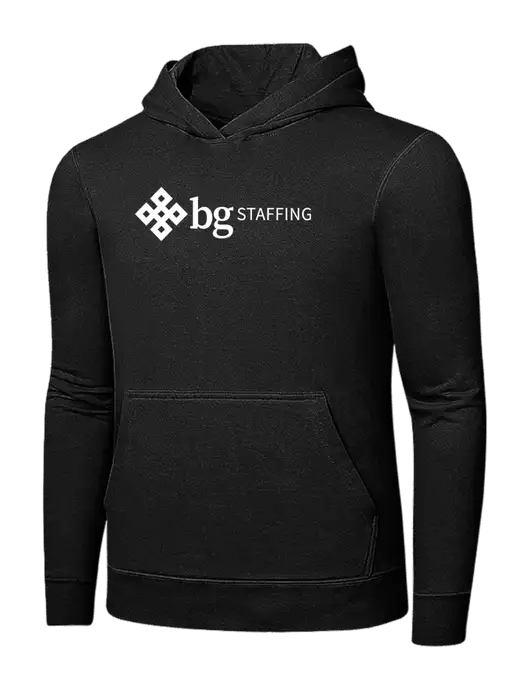 Jet Black 7.8 oz Ring Spun Hooded Sweatshirt w/BG Staffing Logo