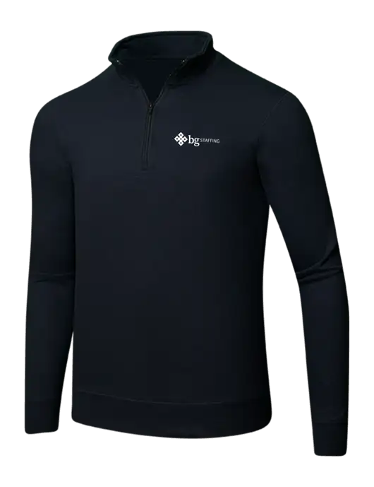Jet Black 8.5 oz Ring Spun 1/4 Zip Pullover Sweatshirt w/BG Staffing Logo