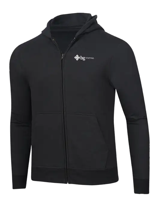 Jet Black 8.5 oz Ring Spun Zip Hooded Sweatshirt w/BG Staffing Logo