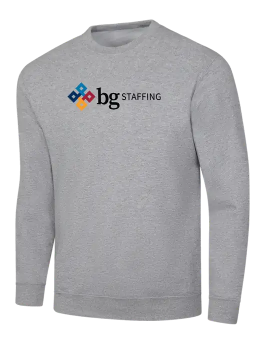 Light Grey Heather 7.8 oz Ring Spun Crew Sweatshirt w/BG Staffing Logo