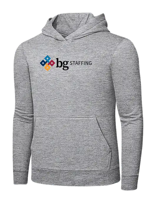 Light Grey Heather 7.8 oz Ring Spun Hooded Sweatshirt w/BG Staffing Logo