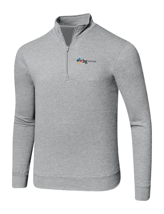Light Heather Grey 8.5 oz Ring Spun 1/4 Zip Pullover Sweatshirt w/BG Staffing Logo