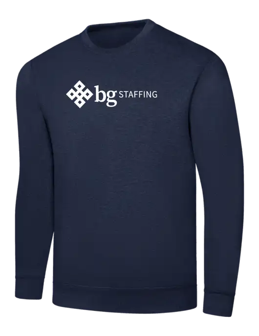 Navy 7.8 oz Ring Spun Crew Sweatshirt w/BG Staffing Logo
