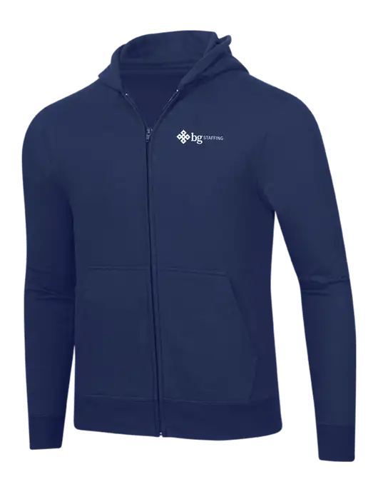 Navy 8.5 oz Ring Spun Zip Hooded Sweatshirt w/BG Staffing Logo