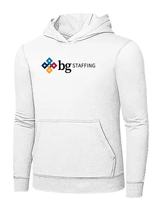 White 7.8 oz Ring Spun Hooded Sweatshirt w/BG Staffing Logo