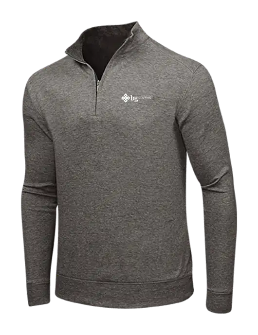 Charcoal Heather/Medium Heather Grey Interlock 1/4 Zip w/BG Staffing Logo