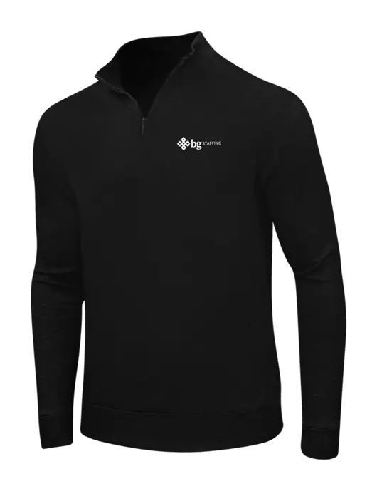 Deep Black/Charcoal Heather Interlock 1/4 Zip w/BG Staffing Logo
