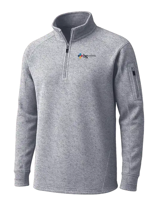 Grey Heather Tech Fleece 1/4 Zip Pullover w/BG Staffing Logo