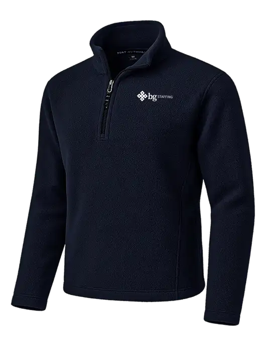 Navy Fleece 1/4-Zip Pullover w/BG Staffing Logo