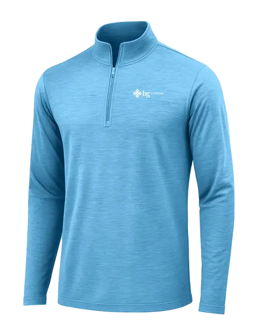 Light Blue Heather Posicharge Tri-Blend Wicking 1/4 Zip Pullover w/BG Staffing Logo