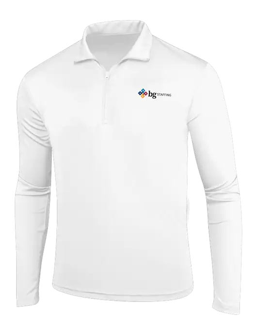 White PosiCharge Competitor 1/4 Zip Pullover w/BG Staffing Logo
