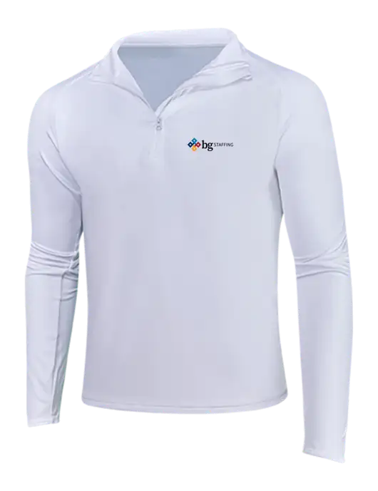 White Sport Wick Stretch 1/4 Zip Pullover w/BG Staffing Logo