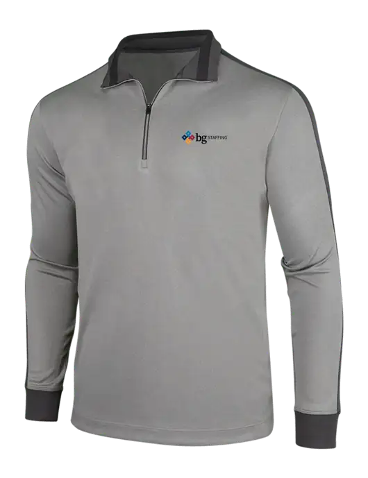 NIKE Athletic Grey/Heather Dark Grey Dry-Fit 1/2 Zip Cover-Up w/BG Staffing Logo
