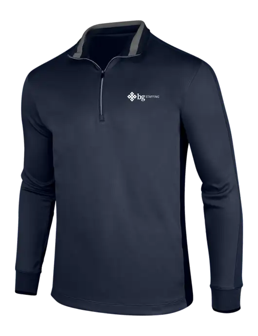 NIKE Midnight Navy Heather/Midnight Navy Dry-Fit 1/2 Zip Cover-Up w/BG Staffing Logo