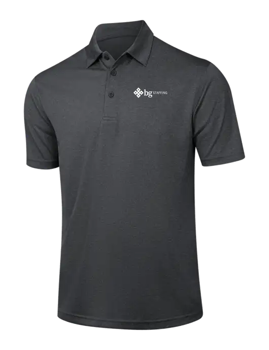Dark Grey Heather Contender Polo w/BG Staffing Logo