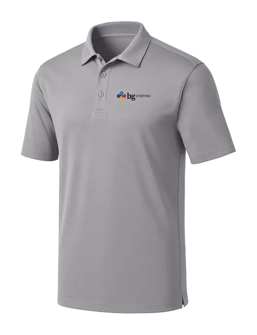 Light Grey Silk Touch Performance Polo w/BG Staffing Logo