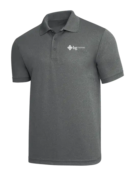 Medium Grey Heather PosiCharge RacerMesh Polo w/BG Staffing Logo