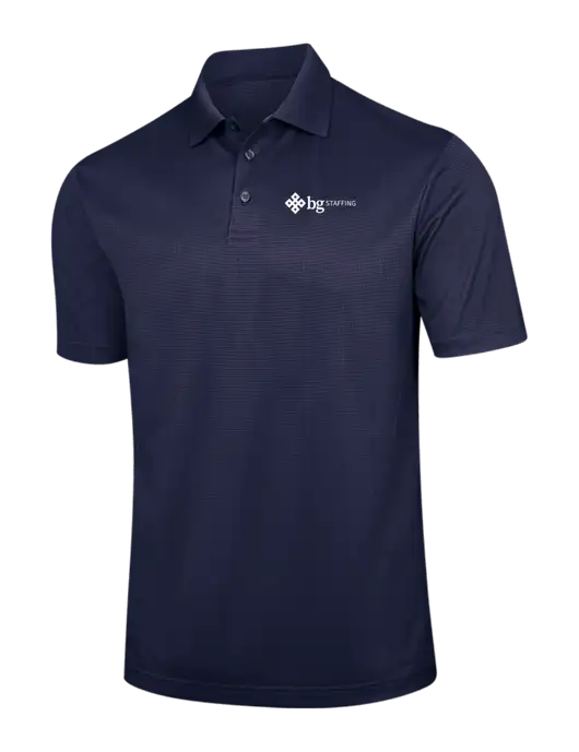 Navy Performance Fine Jacquard Polo w/BG Staffing Logo