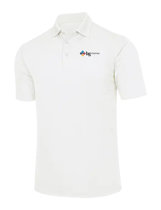 White Micropique Sport-Wick Polo w/BG Staffing Logo