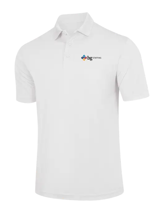 White PosiCharge Competitor Polo w/BG Staffing Logo
