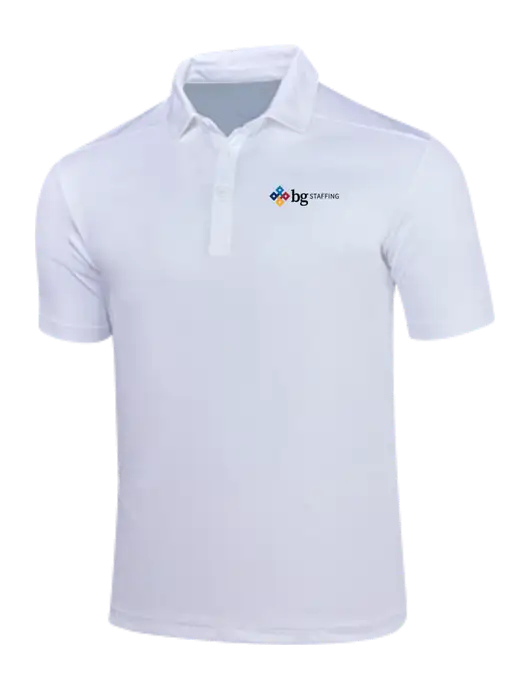 White Posi-UV Pro Polo w/BG Staffing Logo