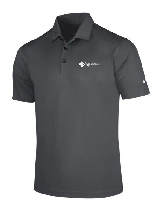 NIKE Dark Grey Dri-Fit Vertical Mesh Polo w/BG Staffing Logo