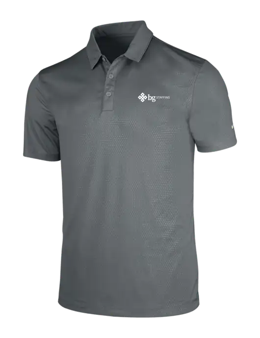 NIKE Medium Grey Dri-Fit Embossed Tri-Blade Polo w/BG Staffing Logo