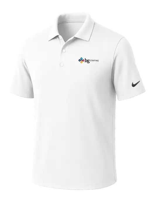 NIKE White Dri-Fit Micro Pique Polo w/BG Staffing Logo