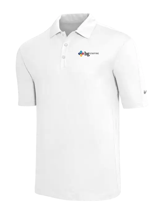 Nike White Tech Sport Dri-FIT Polo w/BG Staffing Logo